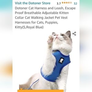 NIP Dotoner XS Cat/Dog Harness with Leash Royal Blue
